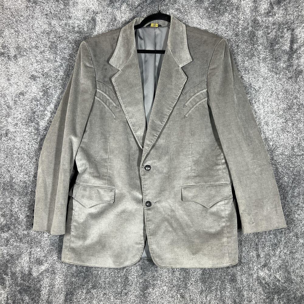 Vintage Pioneer Wear Blazer Mens 44 Gray Corduroy Western Sport Coat 90s USA